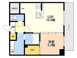 CREST西新 1LDKの間取図画像