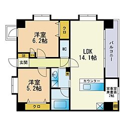 コートサンクレア 2LDKの間取図画像