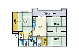 リバーサイドハイツ 3DKの間取図画像