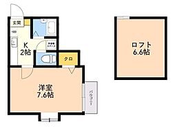 ムーンリバー室見 1Kの間取図画像
