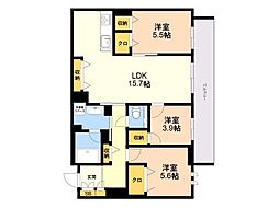 西新ステラレジデンス 3LDKの間取図画像
