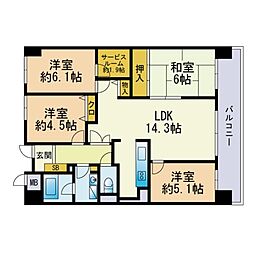 西新南ハイツ 4SLDKの間取図画像