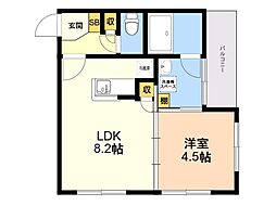 テングット城西 1LDKの間取図画像