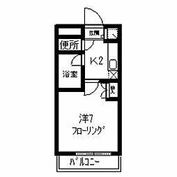ホワイトハウス室見 1Kの間取図画像