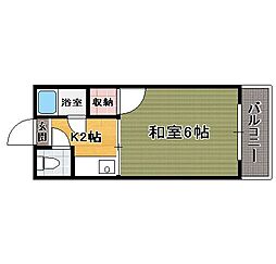 パルコーポB 1Kの間取図画像