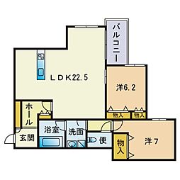 パインコート城西 2LDKの間取図画像
