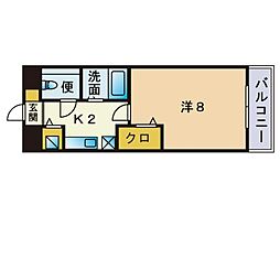 テラ・ロッサ西新 1Kの間取図画像