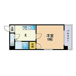 テングッド祖原パーク 1Kの間取図画像