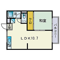 グローハウス2 1LDKの間取図画像