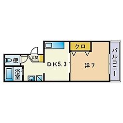 パークサイドM.B 1DKの間取図画像