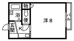 ビバリーハウス原2 ワンルームの間取図画像