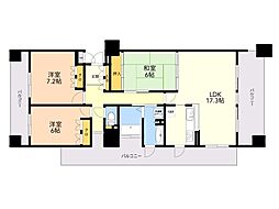 サーパス百道 3LDKの間取図画像
