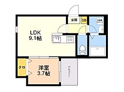 lily室見 1LDKの間取図画像