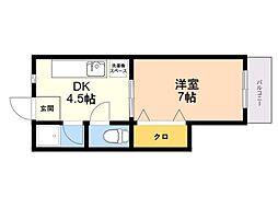 シルキー城西 1DKの間取図画像