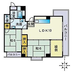 堀田ハイツ 2LDKの間取図画像
