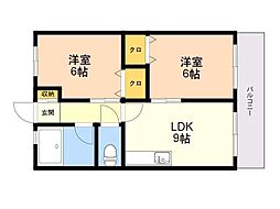 南福岡渡辺ビル 4階3DKの間取り