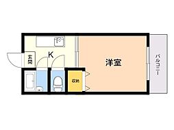 エレガンス桜ヶ丘 3階1Kの間取り