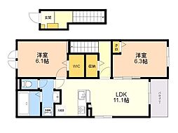 パディハウス1 2階2LDKの間取り