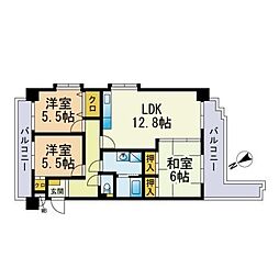 シャルマン塔原 3LDKの間取図画像