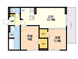 D-ROOM平田台 2LDKの間取図画像