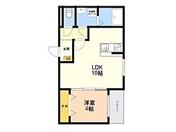 メゾンクレール大野城 1LDKの間取図画像