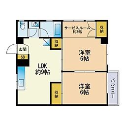 山村ビル 2LDKの間取図画像