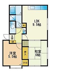 ピュア美しが丘 2LDKの間取図画像
