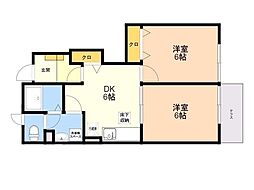 オレンジハウス1 2DKの間取図画像