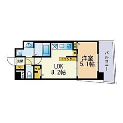 N・クレシア 1LDKの間取図画像