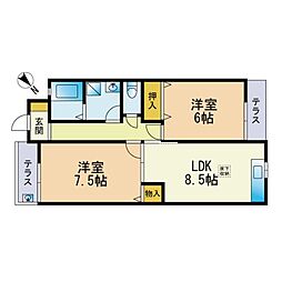 ペットビレッジ大佐野 2LDKの間取図画像