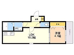 福岡市博多区麦野1丁目アパート 1LDKの間取図画像