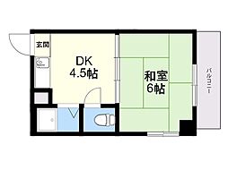 プレアール筒井 1DKの間取図画像