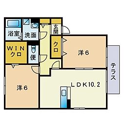 アメニティ壱番館 2LDKの間取図画像