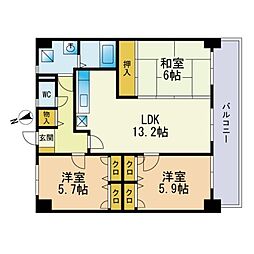 カサグランデ筑紫 3LDKの間取図画像