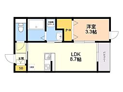 スペリオール二日市 1LDKの間取図画像