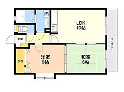 クレールマノワール 2LDKの間取図画像