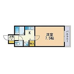 プラッツアシベ 1Kの間取図画像