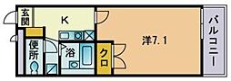 プレジールHayashida 1Kの間取図画像