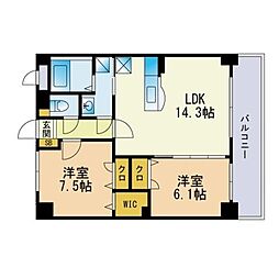 アルテール春日 2LDKの間取図画像