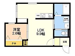 ラシックランテ白木原 Garden Terrace 1LDKの間取図画像