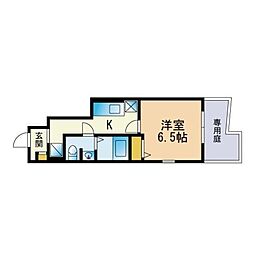 クレール筑紫野 1Kの間取図画像