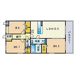 ブレナム桜並木 3LDKの間取図画像