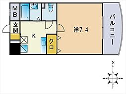 ヴィサージュ 1Kの間取図画像