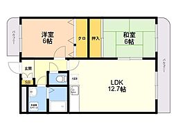 ベルハウス春日 2LDKの間取図画像