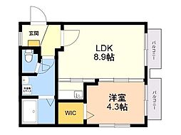 ビバリーヒルズハウスA 1LDKの間取図画像