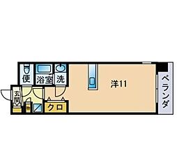 J・WAVE都府楼 ワンルームの間取図画像