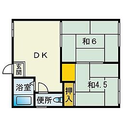 サンハイツメープル 2DKの間取図画像
