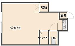 西武新宿線 沼袋駅 徒歩6分の賃貸アパート 2階ワンルームの間取り
