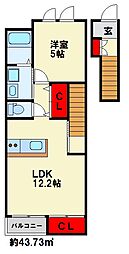 グリーン・キャッスルIII 2階1LDKの間取り