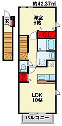 プリムローズ徳力新町A 1LDKの間取図画像